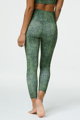 High Rise Midi Legging - Olive Cobra