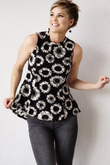 Sunflower Print Mock Sleeveless