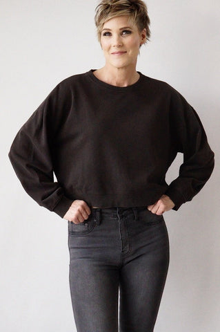 Cotton French Terry Pullover - Black