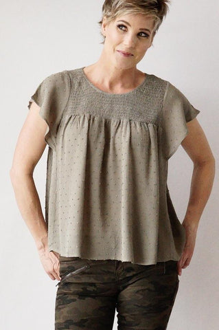 Frill Sleeve Woven Top