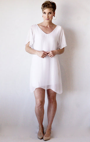 Silk Blend Dress - White