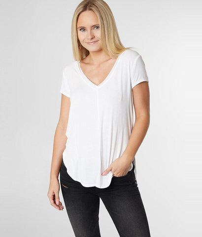 Mya V Neck Tee - White