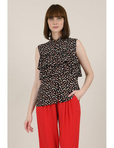 Sleeveless Heart Ruffle Shirt