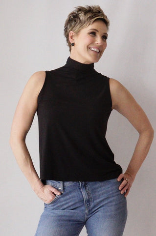 The "Kali" High Neck Tank Top - Black