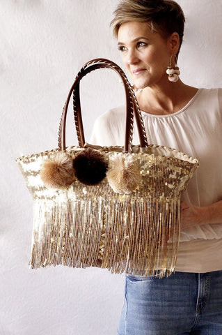 Gold Shimmer Bag - Sequin Tote