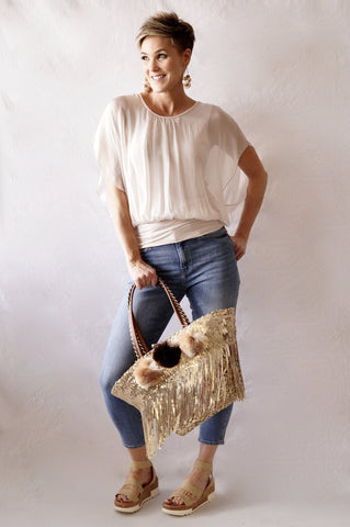 Silk Flutter Blouse - Blush