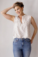 Printed Sleeveless Top - Leaf