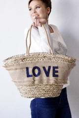 Navy Love Summer Tote - Seagrass Canvas