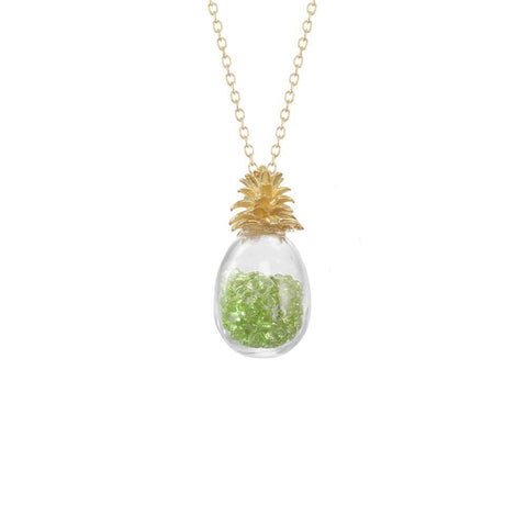 Pineapple Shaker Necklace - Peridot
