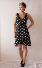 Ruffle Wrap Dress - Polka Dot