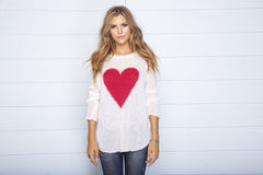 Lightweight Heart Crew - White