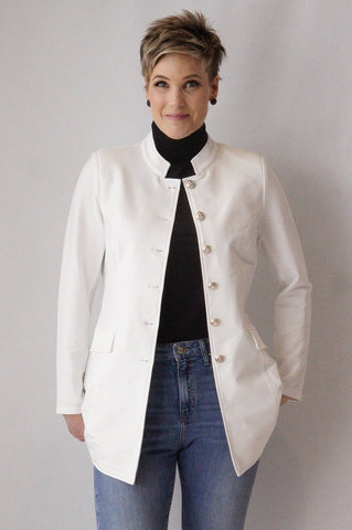 Mandarin Collar Jacket - Cream