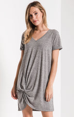 Tri Blend Side Knot Dress - Heather Grey