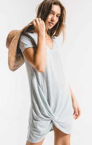 Tri Blend Side Knot Dress - Blue
