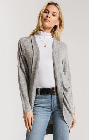 Marled Knit Cardigan - Heather Grey