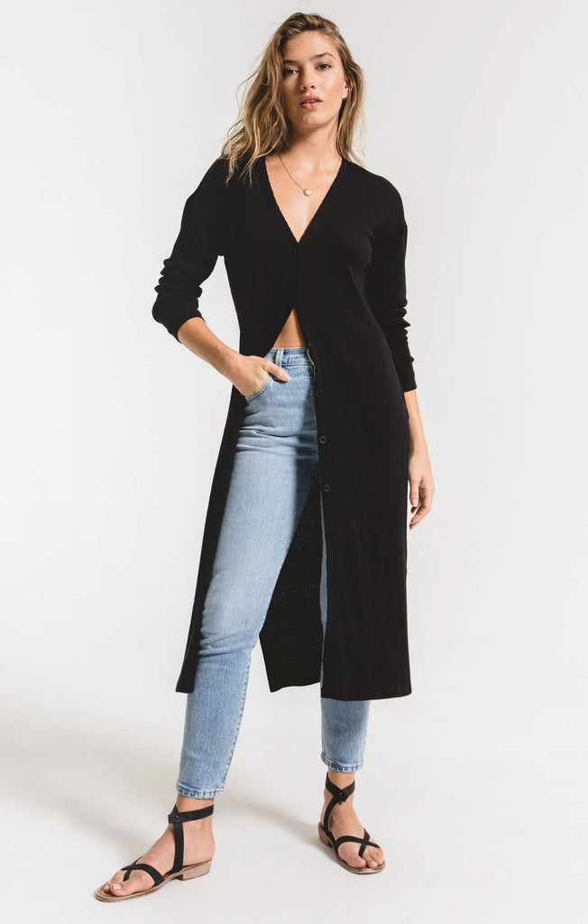Textured Rib Duster Cardigan