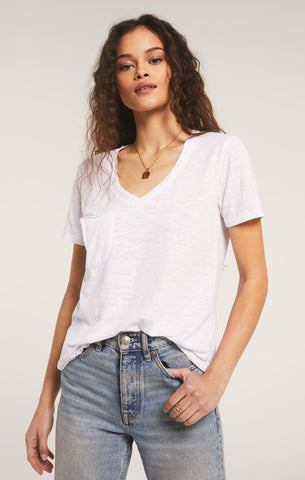 Airy Slub Pocket Tee - White