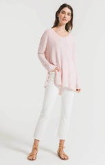 Marled Sweater Knit V-Neck Tunic
