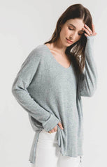 Marled Sweater Knit V-Neck Tunic