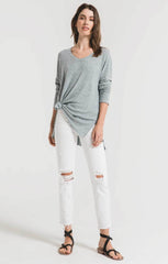 Marled Sweater Knit V-Neck Tunic