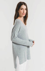Marled Sweater Knit V-Neck Tunic