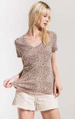 Mini Leopard V Neck Tee