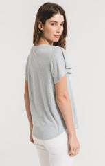 Tri-Blend Flutter V-Neck - "Washed Blue"