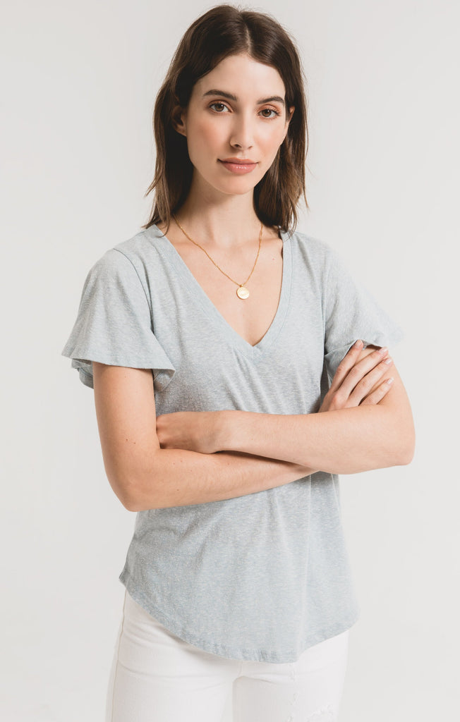 Tri-Blend Flutter V-Neck - "Sandwash Blue"
