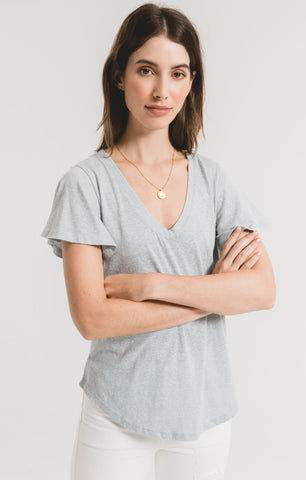 Tri-Blend Flutter V-Neck - "Sandwash Blue"