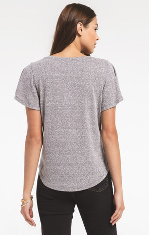 Tri-Blend Flutter V-Neck - "Washed Black"