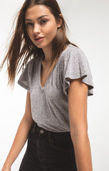 Tri-Blend Flutter V-Neck - "Washed Black"