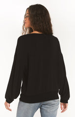 Premium Fleece V-Neck Pullover - Black