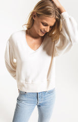 Premium Fleece V-Neck Pullover - Oatmeal