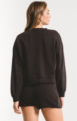 Cotton French Terry Pullover - Black