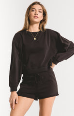 Cotton French Terry Pullover - Black