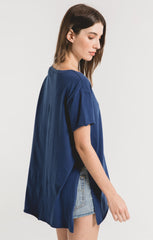 Organic Cotton Side Slit Tunic - Blue