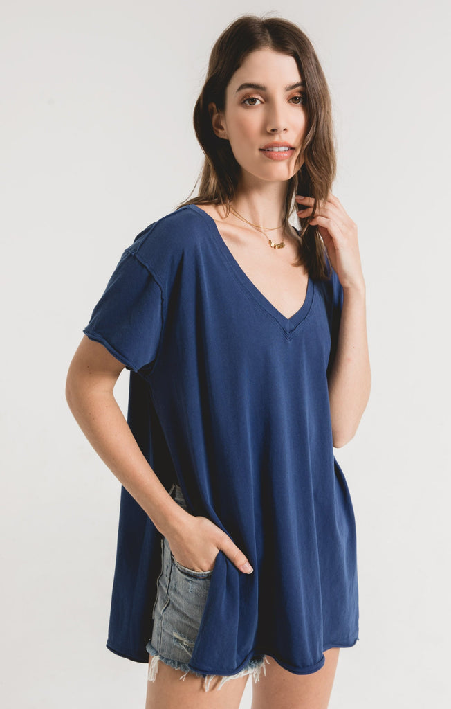 Organic Cotton Side Slit Tunic - Blue