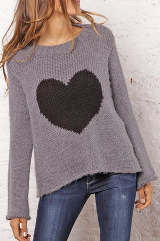 Big Heart Sweater - Gunmetal Black