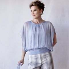 Silk Flutter Blouse - Blue