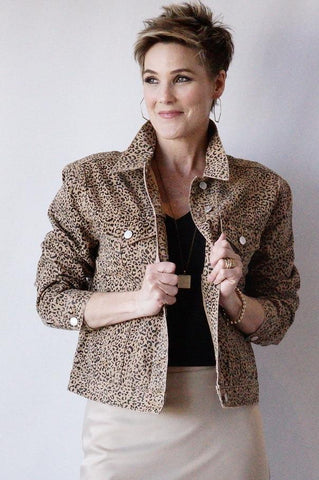 Denim Jacket - Leopard Print