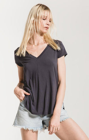 Mya V Neck Tee - Ombre Blue