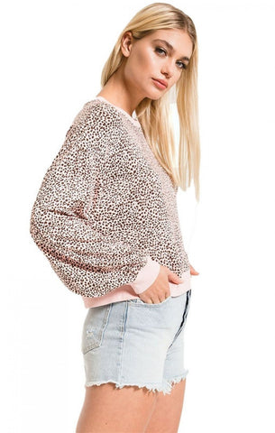 Mini Long Sleeve Sweater - Pink Leopard