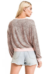 Mini Long Sleeve Sweater - Pink Leopard